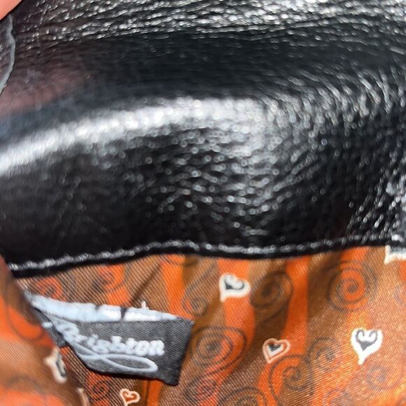 Vintage Brighton black pebbled leather clutch approx 8”x5”x 15” opened up. - Picture 7 of 8